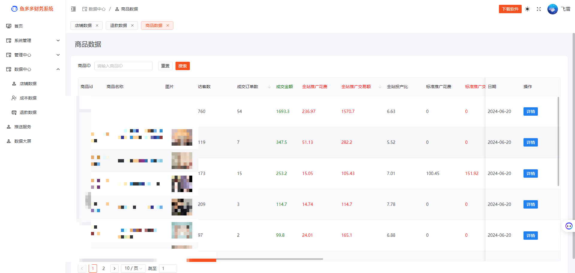 数据中心-店铺数据-详情